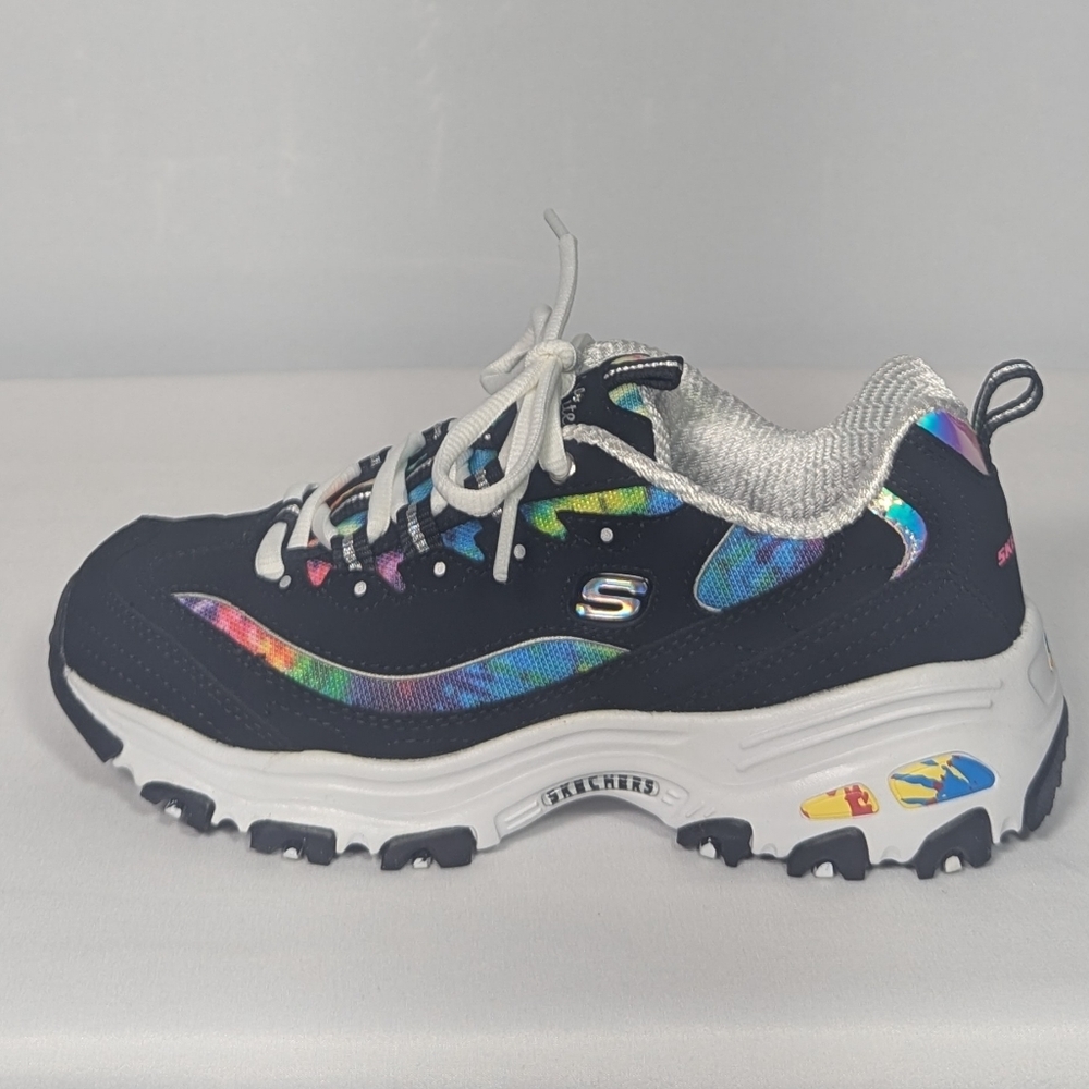NEW Skechers Womens D'Lites Summer Fiesta Sneakers sz 5.5 black